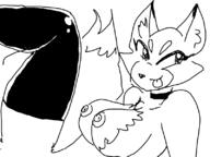 artist:tuna character_request collar fox furry stockings tits tongue // 800x600 // 63KB