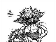 artist:grim catgirl cyclops demon_cat fluffy_hair head_pat mona sharp_teeth // 800x600 // 109KB