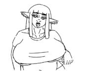 artist:jojoface belly chubby elf large_breasts pulling_clothes tongue // 800x600 // 44KB