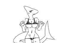 artist:awkwardmark bikini genderswap lifting_shirt sharko underboob // 800x600 // 48KB
