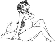 artist:mariogrant bikini black_hair gertrude shark sharp_teeth sitting unknown_artist // 798x598 // 82KB