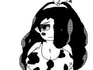 artist:reno character:brooch cow_print hair_demon huge_breasts lactation // 798x598 // 60KB