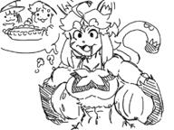 ? animal_ears animal_tail cat_witch_princess character:cat cwp pie pumpkin thought_bubble // 798x598 // 96KB