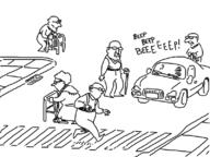 artist:reshig car crosswalk honking old_man old_woman street // 800x600 // 80KB