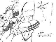 american_flag artist:toadguy bikini chrome_dino fireworks spanking // 800x600 // 61KB