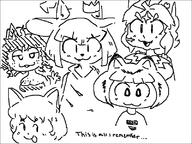 :3 ahoge animal_ears anthro artist:deeznutterbutterz blush breasts cat_ears cat_witch_princess catgirl character:cat crown fangs freckles furry gijinka group_picture large_breasts loli magic_user marsha open_mouth short_eyebrows short_hair text tiger tiger_electronics-tan tongue_out wizard_hat // 800x600 // 15KB