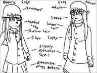 :3 artist:carrie before_and_after buttoned_shirt carrie flat_chest glasses reference skirt snout // 800x600 // 13KB