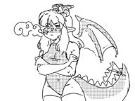 artist:bunniey Astryn blush dragon_girl horns smoke swimsuit wagging_tail wings // 800x600 // 68KB
