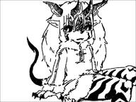 anthro artist:leopard black_sclera claws demon demon_tail elf_ears fangs flat_chest horn // 800x600 // 13KB