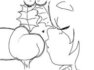 artist:wut implied_futanari kiss mistletoe penis // 800x600 // 52KB