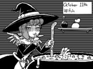 alouette artist:marielx background bottle cooking_pot gray_background halloween october pot stew witch witch_hat // 800x600 // 90KB